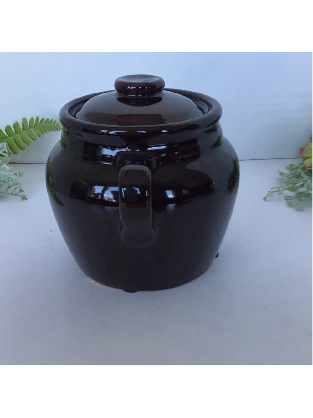 Vintage Beanpot Brown with handles and lid - Picture 2 of 8